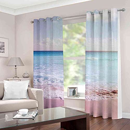 Rideaux occultants 3D plage pourpre 140x160cm en polyester - 4