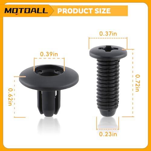 MOTOALL Nylon Fender Liner Door Trim Panel Bumper Shield Retainer Fastener Rivet Push Type Clips for 8mm Hole Ford Mazda Hyundai Kia MB-455-56143 86590-28000 Car Auto Body - 100pcs