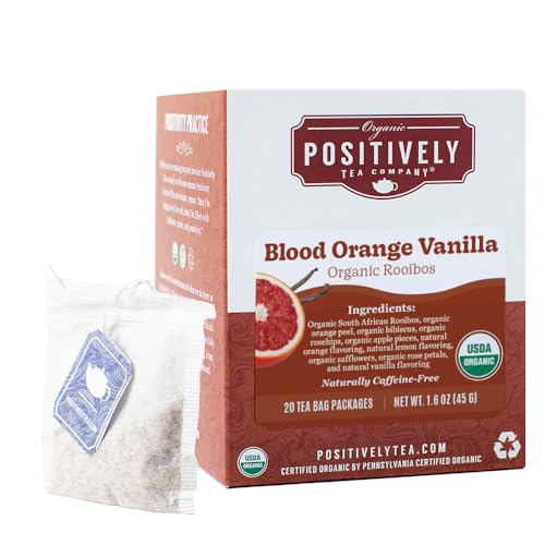 Organic Positively Tea Company, Blood Orange Vanilla Rooibos Tea Bags,