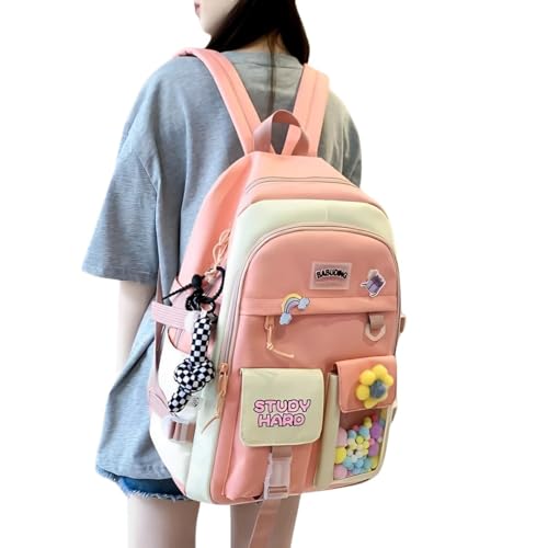 Kit Mochila Feminina Alça Costa Kawaii Estilosa Bolsa Sacola Transversal Moderna Juvenil Coreano Car