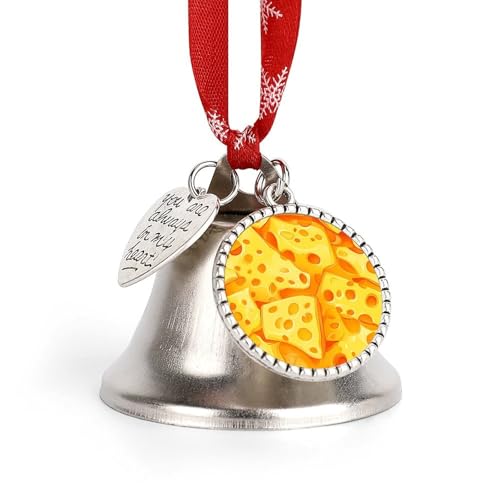 Stacked Cheese Cubes Christmas Jingle Bells Hanging Vintage Xmas Tree Ornament