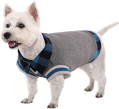 Kuoser Dog Sweater, Fleece Lined Warm Pullover Dog Jacket,Windproof Dog Winter Coat Pet Apparel Outfit, Plaid Thickening Dog Knitwear…