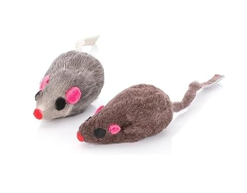 PETS EMPIRE Fun Plush Cat Rats, Cats Hunting Mouse Toys, Bite Proof Cat Toy, Interactive Mice Plush, Kitten Playing Toys Rat, Soft Mouse Toys for Cats, Kittens - 2Pcs (Color May Vary)