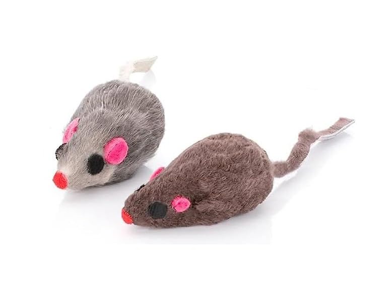 Image of PETS EMPIRE Fun Plush Cat Rats, Cats Hunting Mouse Toys, Bite Proof Cat Toy, Interactive Mice Plush, Kitten Playing Toys Rat, Soft Mouse Toys for Cats, Kittens - 2Pcs (Color May Vary)