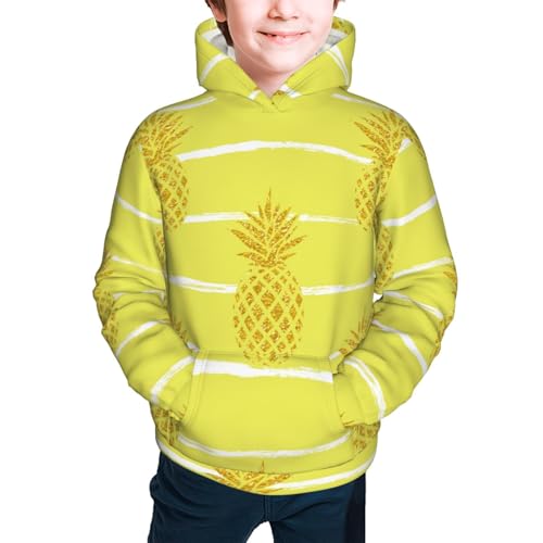 Gold Pineapple Kid Hoodies Boys Sweatshirts Girls Pullover with Pocket3