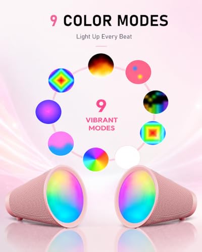 Gladorn Bluetooth Speaker Wireless, Bluetooth 5.3 Shower Speaker with 9 RGB Lights & 20H Playtime, IPX6 Waterproof Speaker with TWS Pairing, Portable Speaker for Home, Beach, Travel & Birthday Gifts — view 3