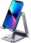 UGREEN Cell Phone Stand for Desk, Foldable Adjustable Aluminum Phone Stand Desktop Compatible for iPhone 16 15 14 13 12 Pro Max, iPhone X SE XS XR 8 Plus, Galaxy Note20 S20 S10 and More Devices, Grey