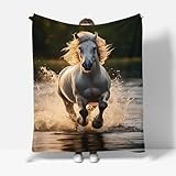 ZHXXFD Manta De Franela con Diseño De Caballo En 3D 150x200 Manta Cama 90 Invierno Gruesa Infantil Patrón Animales,Mantas Polares De Sofa Suave Y Cálida para Adultos Y Niños,E24