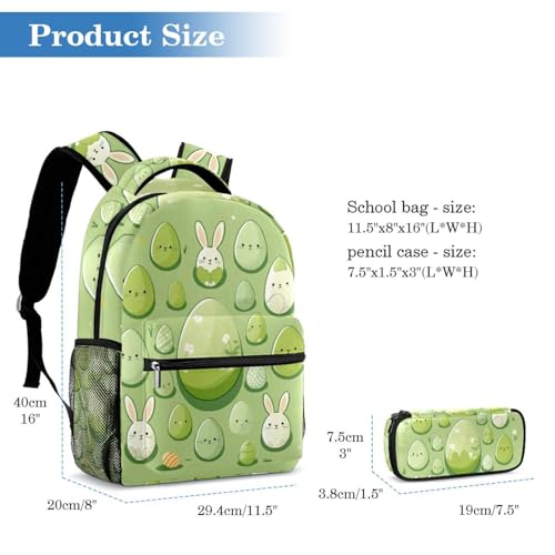 Sac à dos œuf de lapin de Pâques vert 2 pièces pour vos sorties