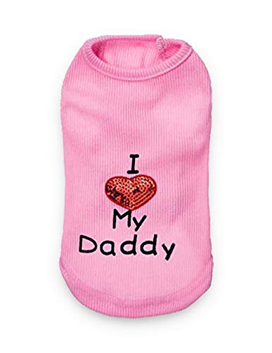 Small Dog Clothes XXS Puppy Dogs Shirt I Love My Mom Mommy Dad Daddy Dog T Shirts for Small Dogs - Image 3