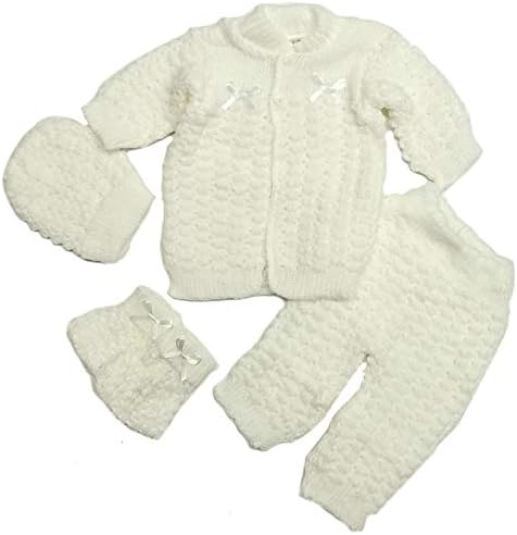 Abelito Fashion Cute Newborn Baby Boy's Girl's Unisex Warm Winter 4 Pieces Crochet Set image 5