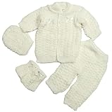 Abelito Baby's Four Piece Crochet Outfit Set One Size White