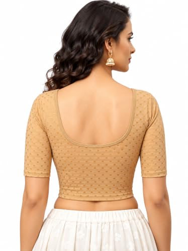 Image of Fressia Fabrics Women's Black Cotton Stretchable Readymade Saree Blouse