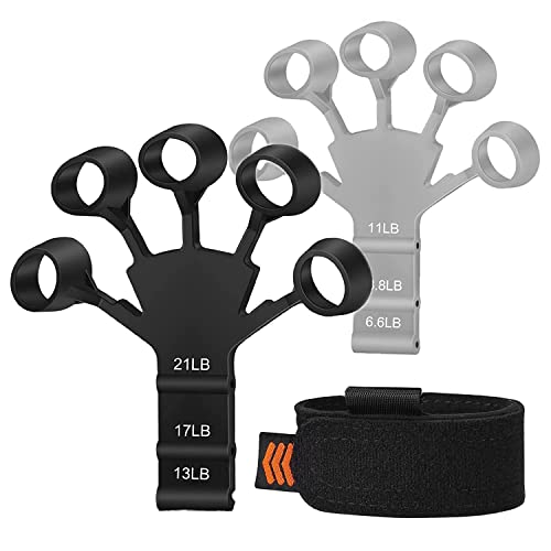 2 PCS Finger Strengthener, 2023 NEW Grip Strength Trainer Finger Exerciser, 6 Resistant Level Finger Exerciser, Hand Strengthener for Strength Training, Finger Flexion Extension Training