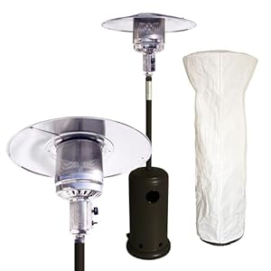 Lemodo Heizpilz 14 kW, Gasheizstrahler mit Piezo-Zündung, stufenlos regulierbar, mit Rollen, Umkippsicherung & weißer Abdeckhaube, für Terrasse, Garten & Balkon, für Gasflaschen bis 11 kg, schwarz