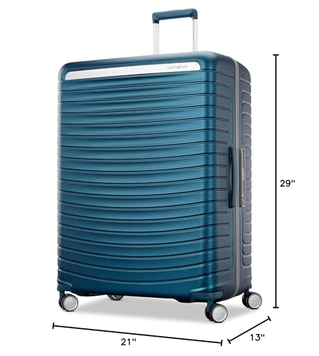 Framelock Max 29" Large Checked Hardshell Zipperless Luggage - Highly Secure Integrated Eazylock&trade; Mechanism - RightHeight&trade; Adjustable Handle - 360&deg; Spinner Wheels - Airline Approved - Emerald Teal