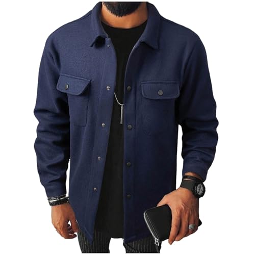 Men's Shirts Button Down Long Sleeve Shacket Flap Chest Pockets Utility Soft Warm Overcoat Stylish Regular Fit Plain Autumn Winter Casual Outdoor Shirts