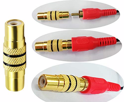 zdyCGTime (2-Pack Gold Plated Audio Video RCA Female to RCA Female Coupler Adapter A/V Joiner Video and Audio Coupler Metal Adapter (Gold) (1 RCA-Black Circle) - Thumbnail 7
