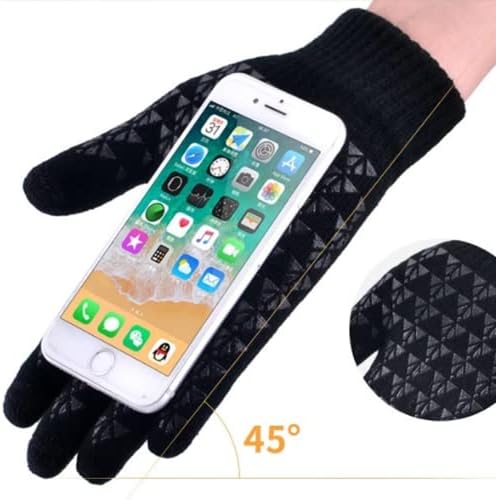 Winter Gloves, Unisex Knitted Gloves, Men Women Cycling Gloves, Touch Screen Gloves, Warm Windproof Winter Gloves, for Outdoor Running Bicycle Motorcycle Sports