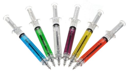 Issec 3 Pack Novelty Liquid Syringe Black Ink Ball Ballpoint Pen #TOP1