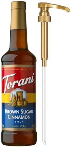 Torani Coffee Syrup, Brown Sugar Cinnamon Flavor, Pump Included, 25.4 Fl Oz