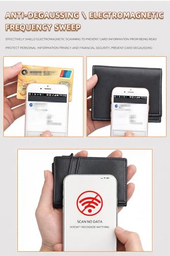 Image of VOGARD Pop-Up Card Holder for Men, RFID Blocking Slim Aluminium Case with Premium PU Leather, Automatic Card Ejector, Front Pocket Design (Tan)