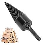 Firewood Drill Bit, 140mm Wood Splitter Drill Bit Home Firewood Drill Fast Wood Cone Drill Bit Hex Shank Drilling Tool Black Carbon Steel Hex Shank with a Incisive Head, Non-slip+High Efficiency(32mm)