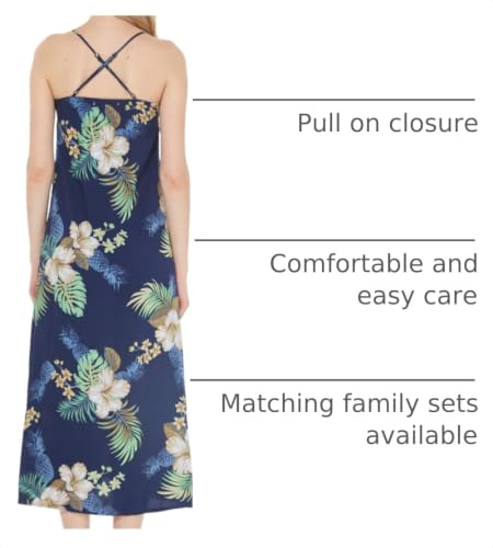 Image of Matchable Family Hawaiian Luau Men Women Girl Boy Clothes in Pineapple Garden Navy