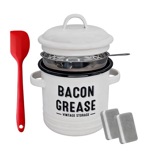 Generico Contenitore per olio da, contenitore per filtraggio del grasso, barattolo di grande capacità, design separatore in rete, accessorio per la preparazione della domestica, strumen