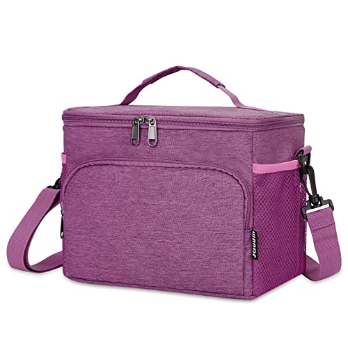 WANDF Insulated Lunch Bag Cooler Lunch Box for Women Men Leakproof Reusable Lunch Tote Bag for Work Picnic Beach Waterproof Lunch Bag with Adjustable Shoulder Strap for Adult (Purple)