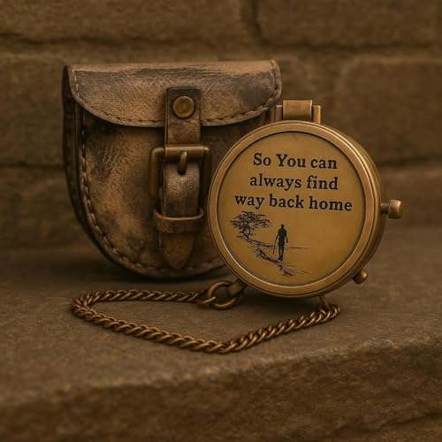 Brújula funcional de latón con cubierta de cuero, estilo náutico vintage, regalo coleccionable miniatura 2