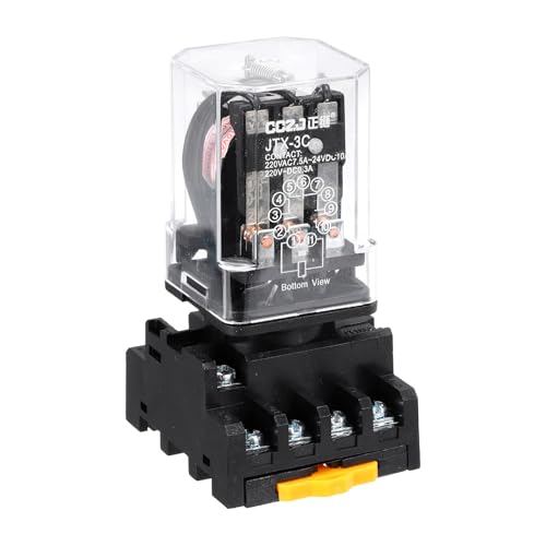 sourcing map DPDT Electromagnetic Power Relay, AC 110V Coil 10A 11 Pin MK2P-I Small Relay with Plug-in Terminal Socket Base 3NC 3NO JTX-3C