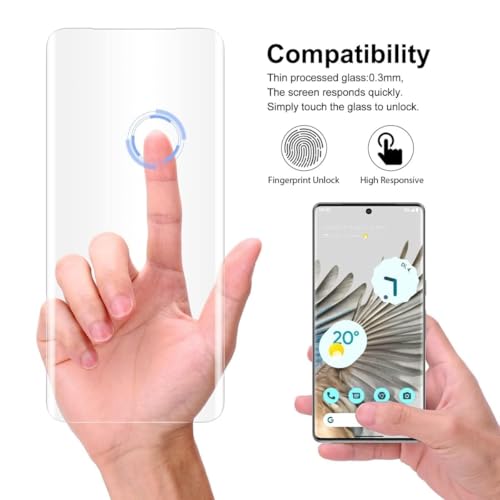 Image of Casecandy - (Pack 2 Screen Protector Guard for Pixel 7 Pro | Curved Anti Scratch Screen Guard for Pixel 7 Pro - Fingerprint Working /Bubble Free - HD