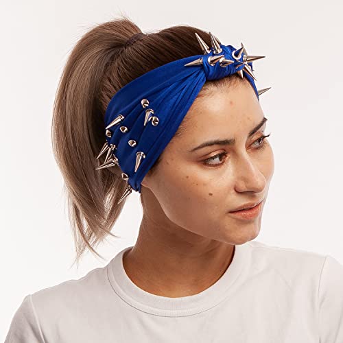 Studded Headbands For Woman Handmade Metal Spike Punk Rock Elastic Knotted Headwrap Hair Accessories Classy Fashion Head Band Turban Cosplay Sweatband #TOP1