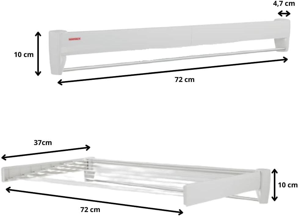 Leifheit Wandtrockner Telegant 36 Protect Plus zum Ausziehen, platzsparender Wandwäschetrockner, Wäscheständer für die Wand inkl. Handtuchstange, aus Legierter Stahl Leifheit Wandtrockner Telegant 36 Protect Plus zum Ausziehen, platzsparender Wandwäschetrockner, Wäscheständer für die Wand inkl. Handtuchstange, aus Legierter Stahl