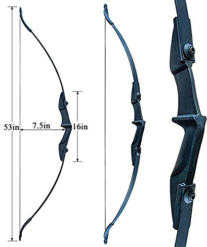 Vogbel Archery Bow And Arrows Set For Adults 53" Takedown Recurve Bow Left/Right Hand Longbow Kit For Beginner Outdoor Shooting Training Practice(Black, 40Lb) #TOP2
