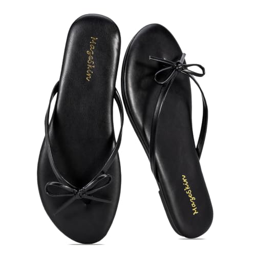 mazeskin Womens Bow Flip Flops Memory Foam Thong Sandals Black US6 by mazeskin - Used condition - US$14.25