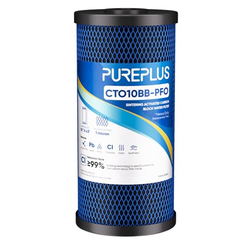 PUREPLUS 1 Micron 10"x4.5" Whole House Water Filter, PFAS Removal, 1 Pack