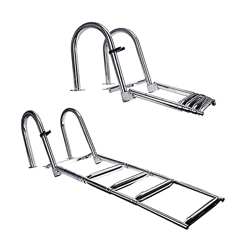 Escalera de piscina telescópica de acero inoxidable 4 peldaños miniatura 7