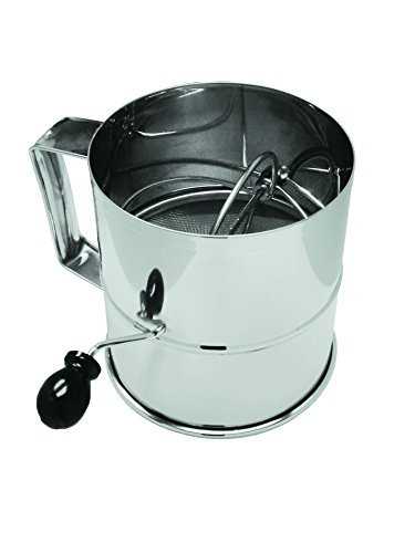 Update International Stainless Steel Rotary Flour Sifter, 8 Cup, 304 Stainless Steel