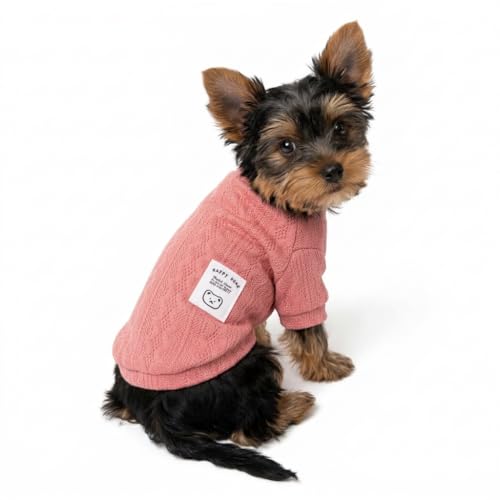 犬服 ケーブル編み サマーニット ペットウェア オールシーズン 春 夏 秋 冬 子犬 小型犬 中型犬 やわらか 抜け毛防止 エアコン対策 伸縮性 重ね着 男の子 女の子 可愛い 人気 ぽかぽかわんこ (スモーキーピンク, XS)