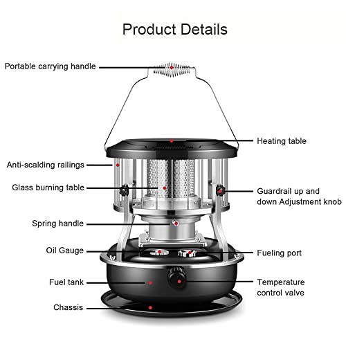 Jotouch 4.5L Kerosene Heater, Portable Multifunctional With Carry Handle Kerosene Stove Heater,Kerosene Stove Heater For Ice Fishing, Hunting, Hiking, Survival Emergency & Patio/Black #TOP2
