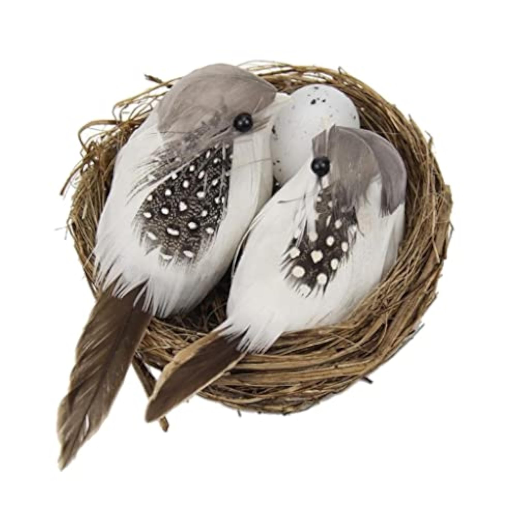 Artificial Hay Bird Nest & Feather Foam Birds for Home Decor