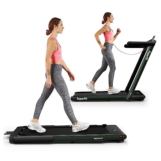 Goplus 2 in 1 Folding Treadmill, 2.25HP Under Desk Electric Treadmill, Installation-Free with Bluetooth Speaker, Remote Control and LED Display, Walking Jogging for Home Office Use (Dark Green)
