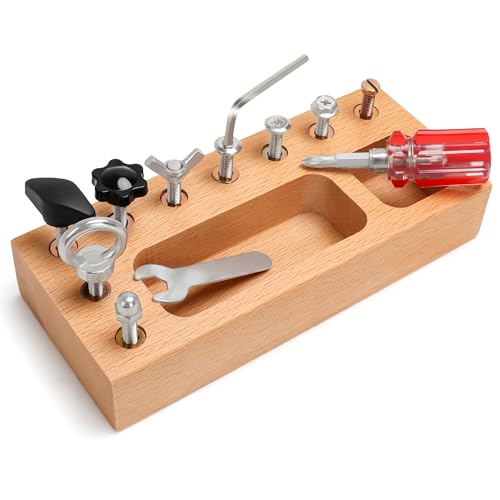 TenFans Tavola Montessori Multifunzionale - Giocattolo Sensoriale in Legno per Bambini 1-4 Anni, attività Educative per Motricità Fine e Coordinazione