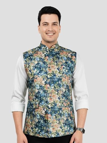 Image of VASTRAMAY Men's Silk Blend Nehru Jacket | Festive Ethnic Attire for Wedding, Party & Ramzan | Traditional Outfit - Eid Special