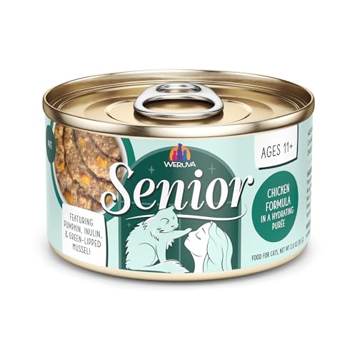 Weruva Senior Cat Food, Chicken in a Hydrating Purée, 3oz Can, Pack of 12