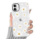 Yirlbey Transparente Funda para iPhone 17 6,3', Aesthetic Flore Motive Corazón Dibujos Carcasa para Mujer, Silicona Flexible Parte Trasera de PC Case Antigolpes para iPhone 17 Cover,Margarita