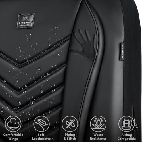 CAR PASS 3D Foam Faux Leather Seat Covers Full Set,Waterproof Leather Seat Cover for Cars,Luxury Universal Fit for SUV Truck Sedan Automotive, Armrest Airbag Compatible Anti-Slip, All Black by CAR PASS - Used condition - Image 7