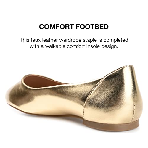 Journee Collection Womens Kavn Comfort Insole Narrow Width Slip On Round Toe Ballet Flats Gold 9 Narrow WOMENS US4
